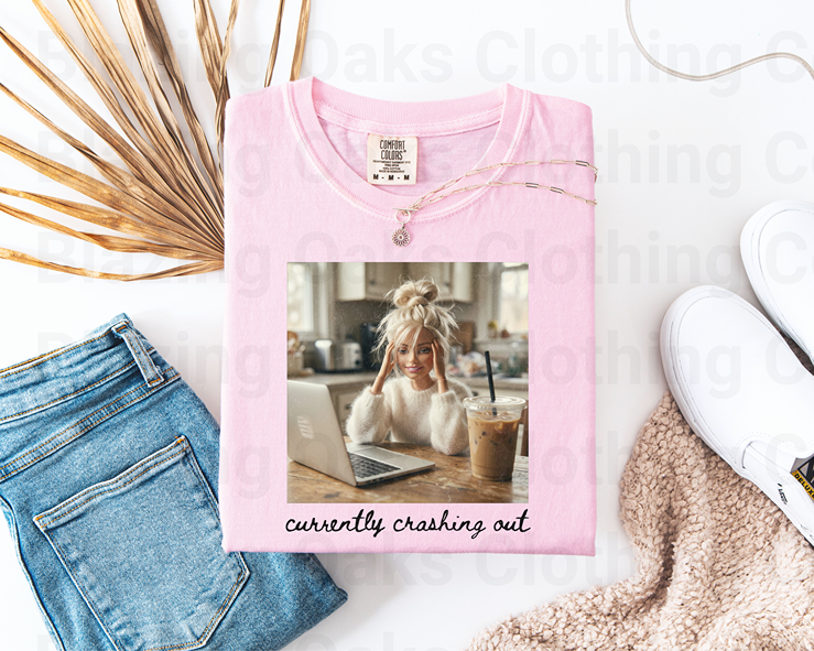 Barbie Currently Crashing Out Short Sleeve Shirt
