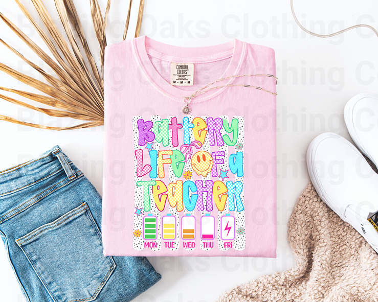 Battery Life Of A Teacher Short Sleeve Shirt