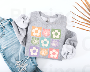 Checkered Floral Tiger Sweatshirt