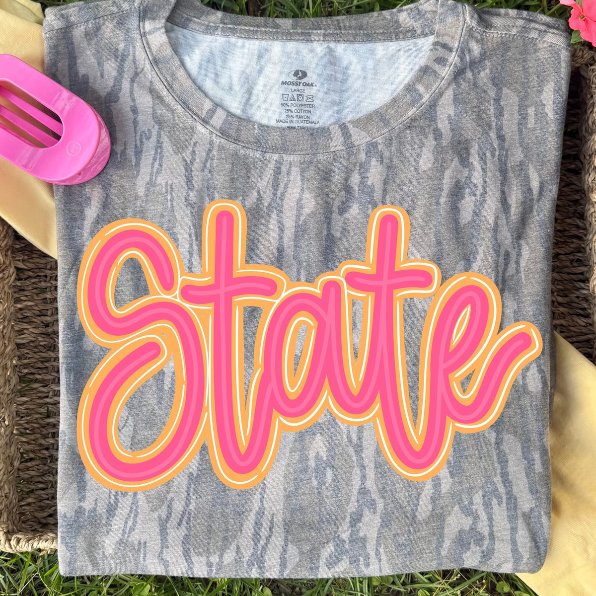 Pink & Orange State Camo Short Sleeve Shirt