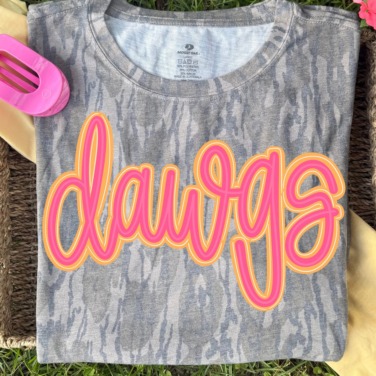 Pink & Orange Dawgs Camo Short Sleeve Shirt