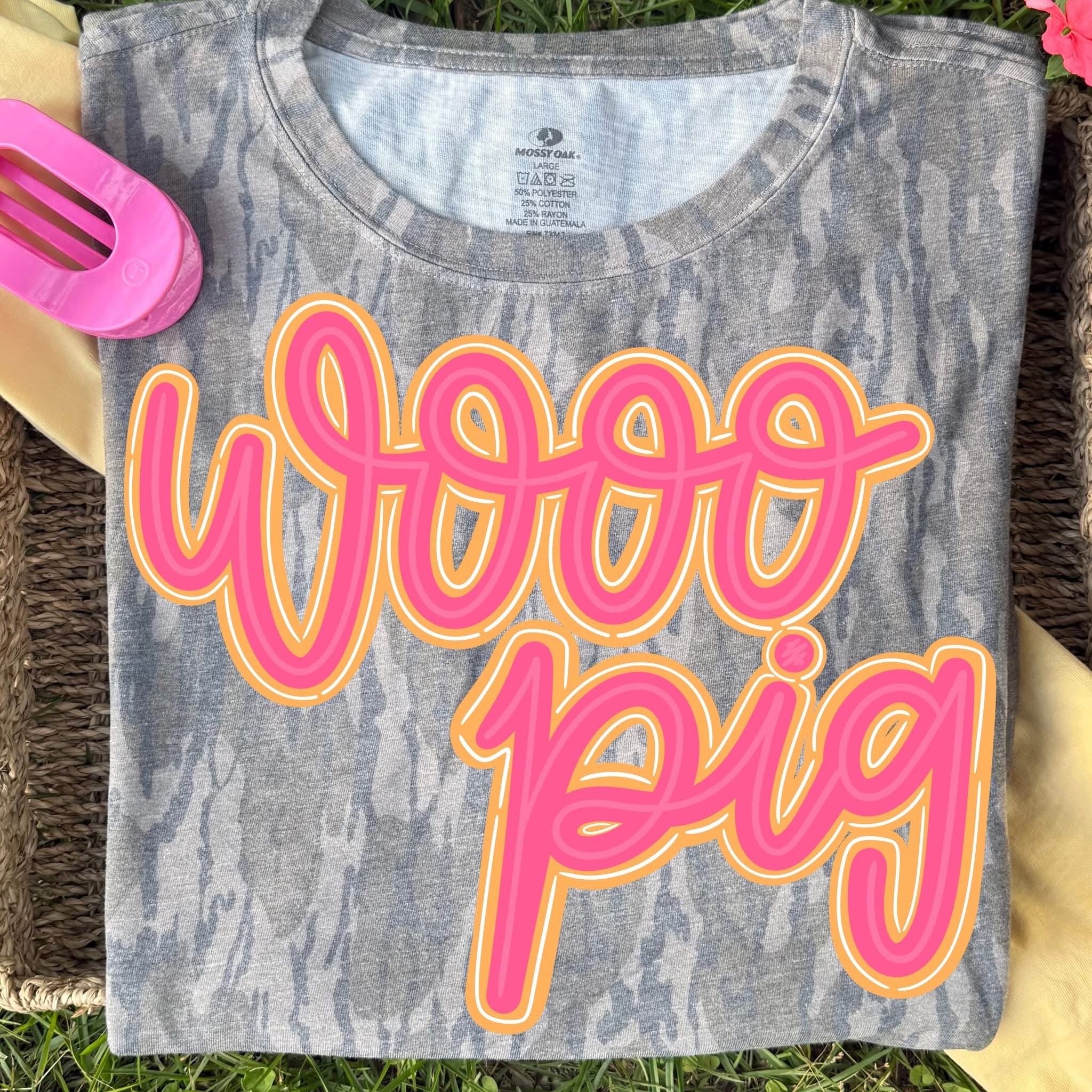 Pink & Orange Woo Pig Camo Short Sleeve Shirt