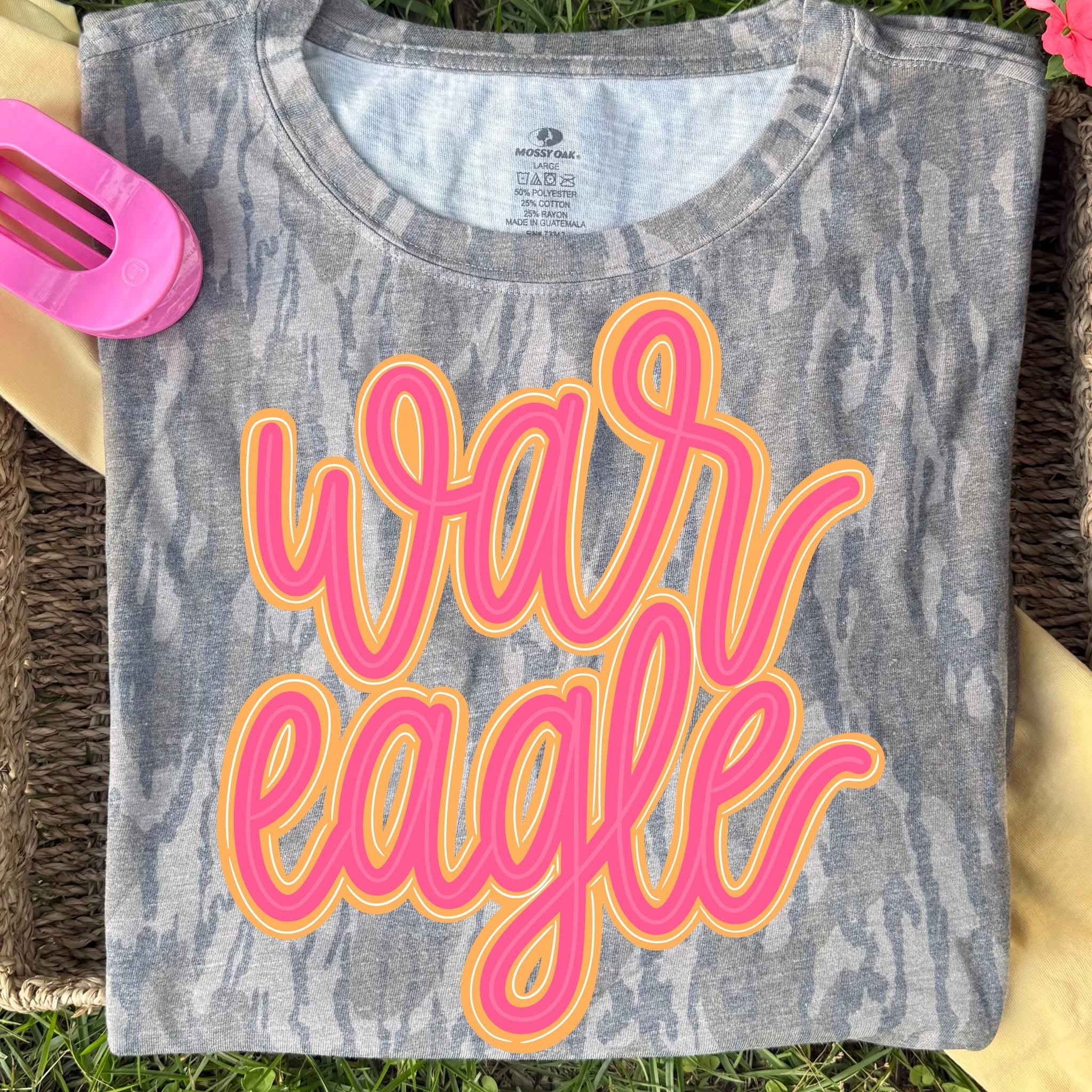 Pink & Orange War Eagle Camo Short Sleeve Shirt