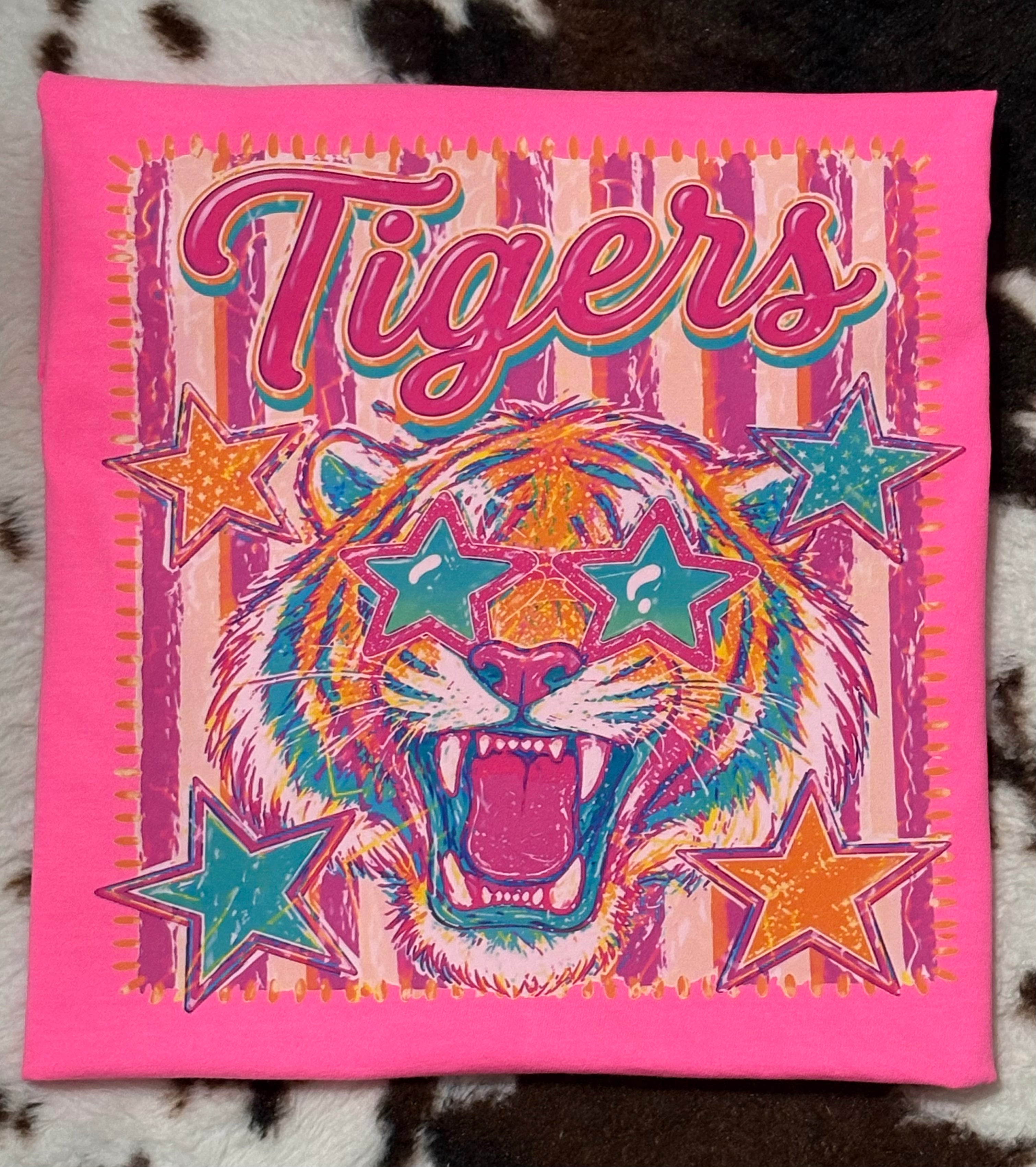 Preppy Neon Tigers Short Sleeve Shirt