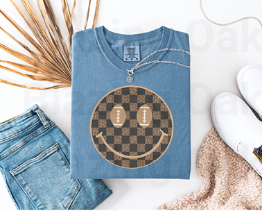 Leopard Checkered Football Smiley Short Sleeve Shirt
