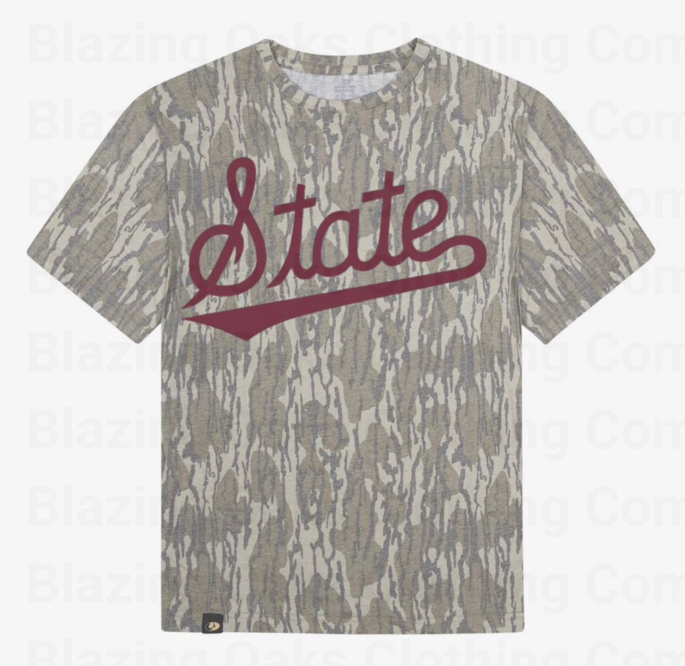 Maroon Camo Mississippi State Short Sleeve Shirt