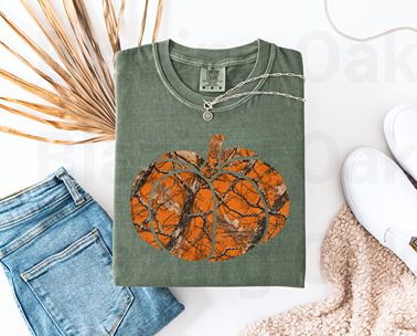 Orange Camo Pumpkin Short Sleeve Shirt