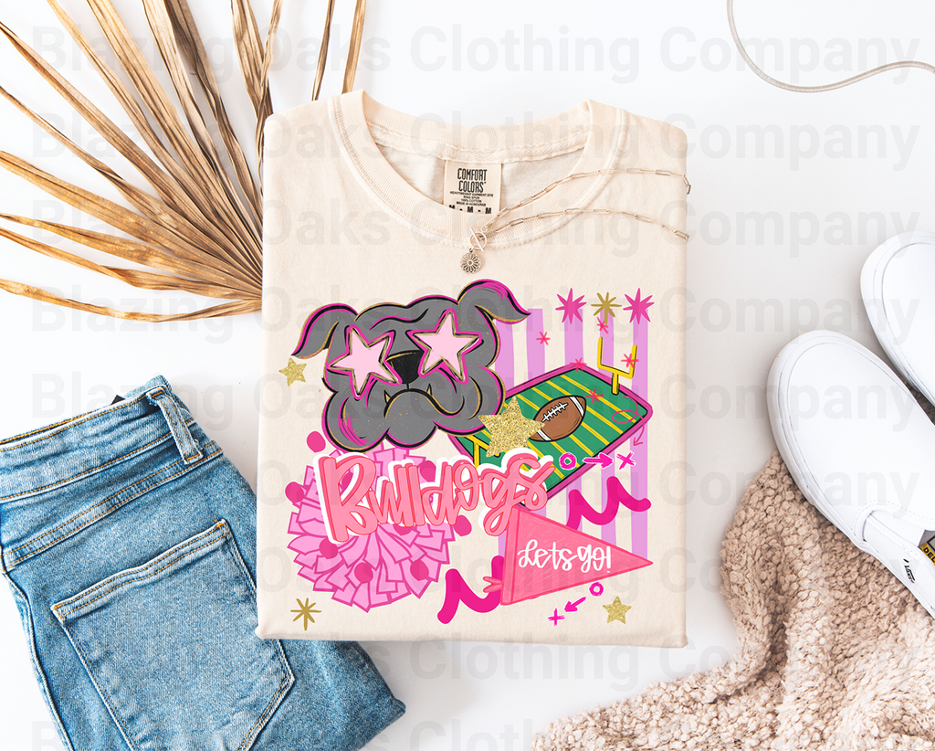 Pink Preppy Bulldogs Short Sleeve Shirt
