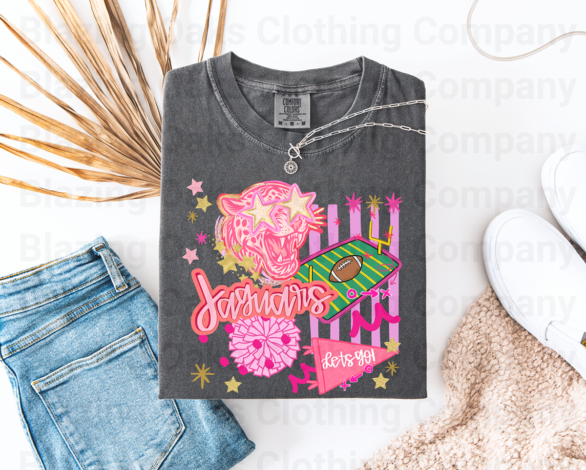 Pink Preppy Jaguars Short Sleeve Shirt
