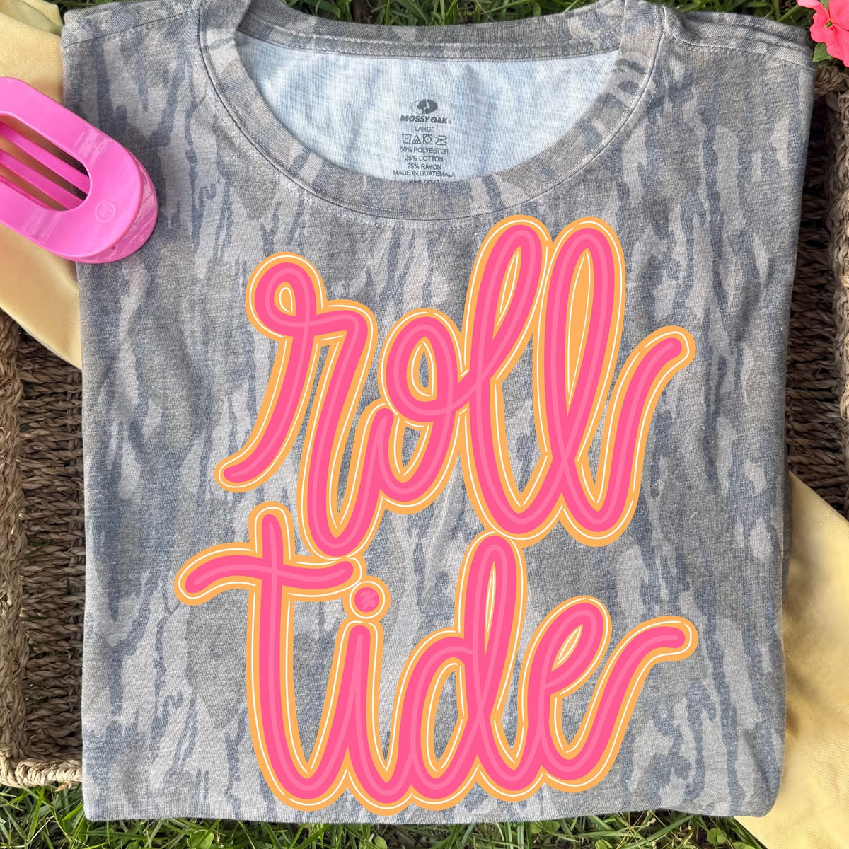 Pink & Orange Roll Tide Camo Short Sleeve Shirt